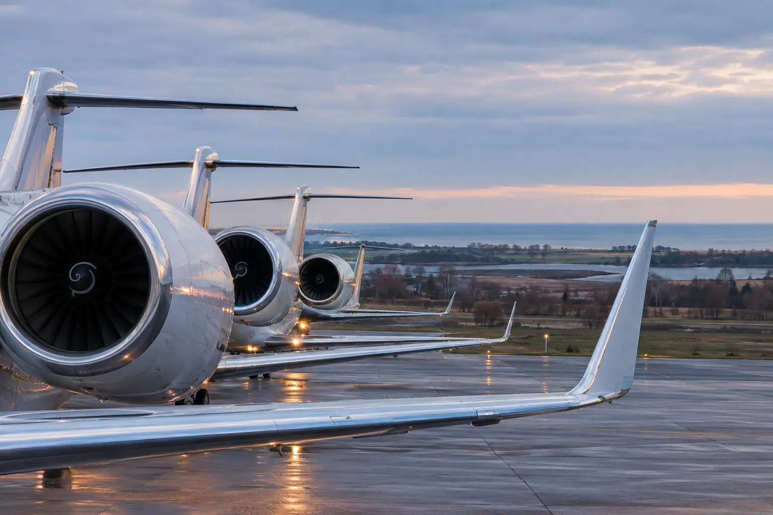 Business jets on the ramp